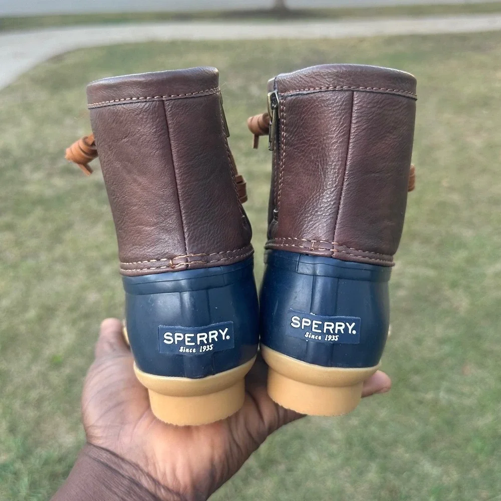 Sperry Topsider Saltwater Duck Boots Little‎ Kids Size 1M Blue Brown